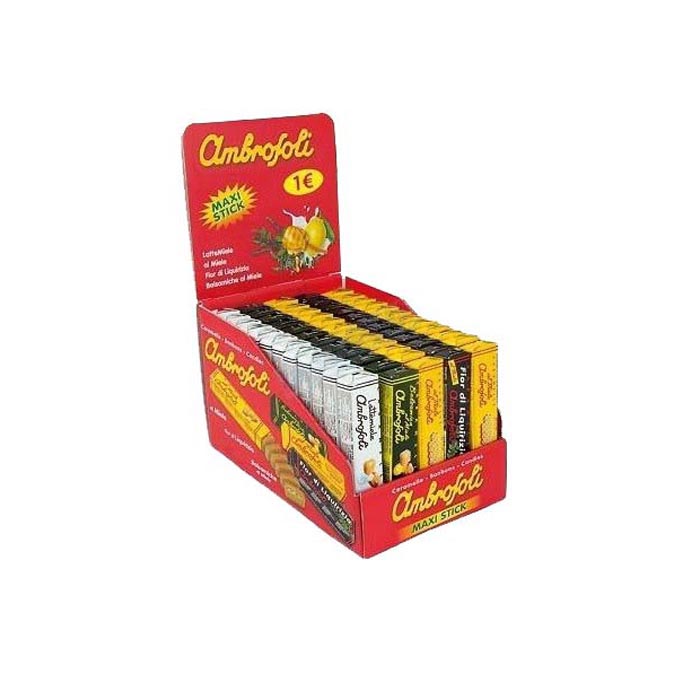 AMBROSOLI ESPOSITORE MAXI STICK 4 GUSTI 60 PEZZI