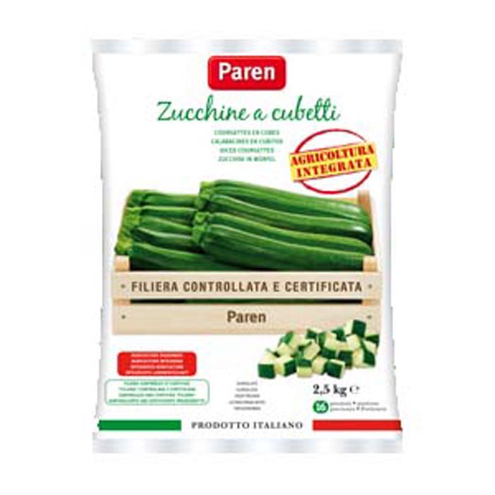 ZUCCHINE CUBETTATE 4 BUSTE DA 2,5 KG PAREN