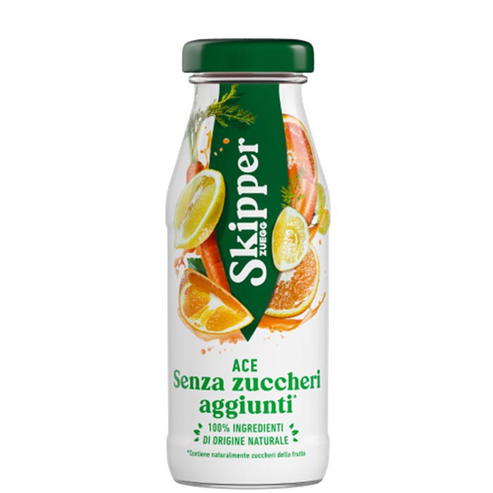 SUCCO ACE 24 BOTTIGLIE DA 200 ML SKIPPER  SENZA ZUCCHERI    AGGIUNTI