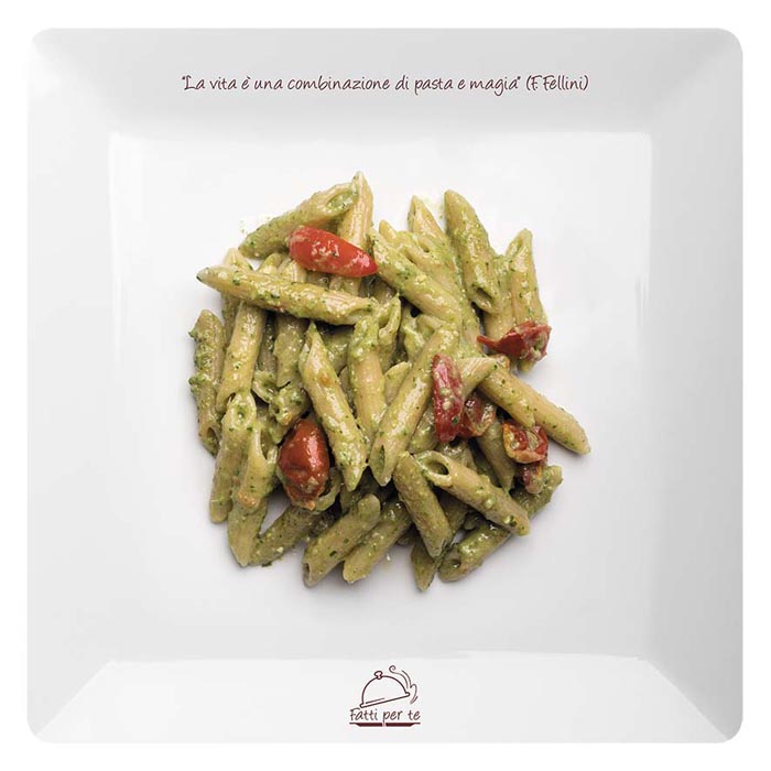 PENNE INTEGRALI AL PESTO DI RUCOLA E POMODORINI 300 GR 4 PEZZI FATTI PER TE
